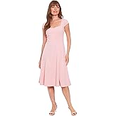 London Times Womens Women's Sweetheart Neckline Empire Waist Fit and Flare - Special Occasion Scuba Crepe Midi Cocktail Dress