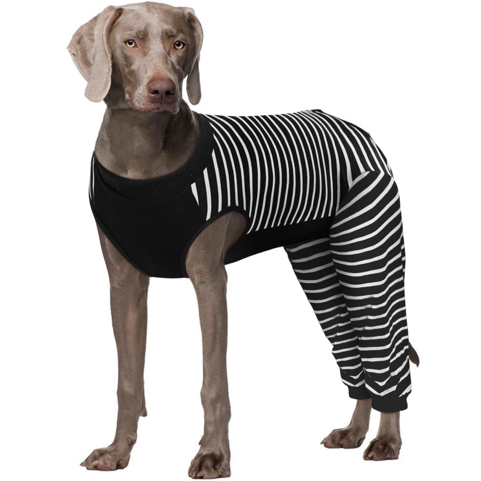 Kuoser Dog Surgery Recovery Suit Female Male, Dogs Surgical Suit with Body Sleeve Hind Legs to Prevent Licking Bite, Dog Bodysuit with Leg Braces Wound Cover, Black Stripes XXL — image 1