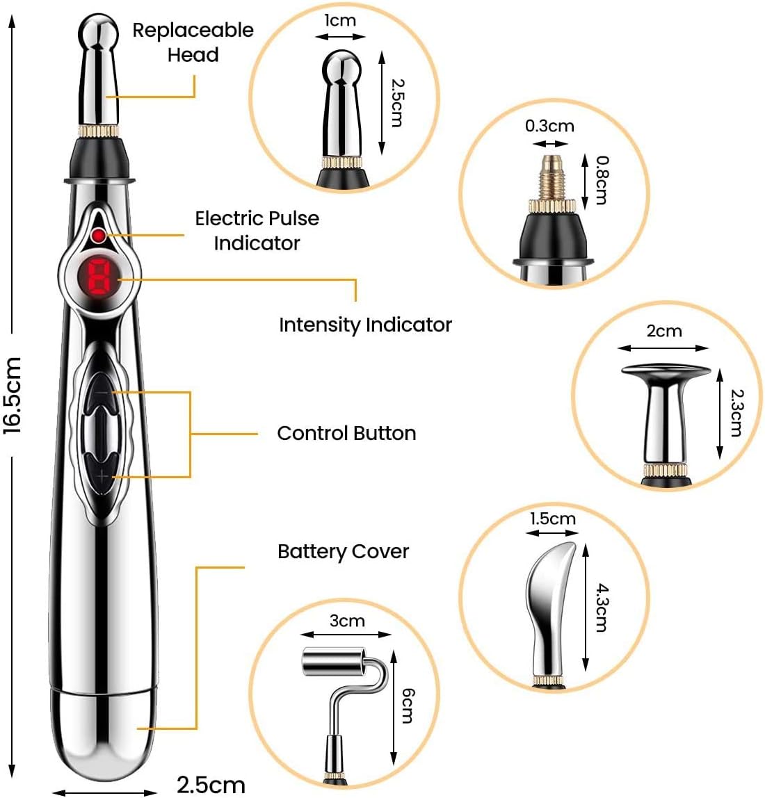 5-in-1 Acupuncture Pen, Migaven Electronic Acupuncture Meridian Therapy Machine Energy Pens Massager Relief Pain Tools with 5 Massage Heads 9 Levels: Health & Personal Care