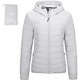 Outdoor Ventures Women's Packable Lightweight Full-Zip Puffer Jacket with Hood Quilted Winter Coat