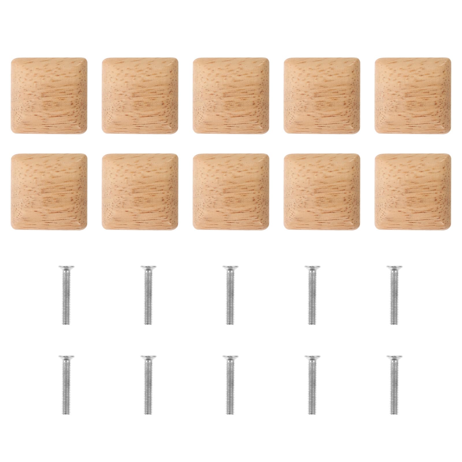Toddmomy 10Pcs Wooden Drawer Handles Square Natural Wood Knobs for Cabinets Doors and Cupboards Household Pull Bars Easy Installation Elegant Design