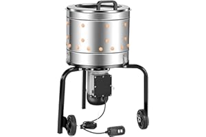 Uargd Electric Poultry Plucker Machine, 15.7-inch Drum, 550W Motor & 275RPM Speed, Equipped with 114 Soft Rubber Fingers & Po