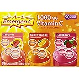 Emergen-C 1,000 mg Vitamin C Dietary Supplement Drink Mix, Super Orange/Raspberry/Tropical, 90 Packets, Net Wt. 28.5 oz.