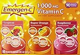Emergen-C 1,000 mg Vitamin C Dietary Supplement Drink Mix, Super Orange/Raspberry/Tropical, 90 Packets, Net Wt. 28.5 oz.