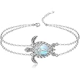 Fenthring Turtle Anklet Tree of Life Sea Turtle Ankle Bracelets for Women Sterling Silver Anklets Beach Ocean Jewelry Christmas Gifts