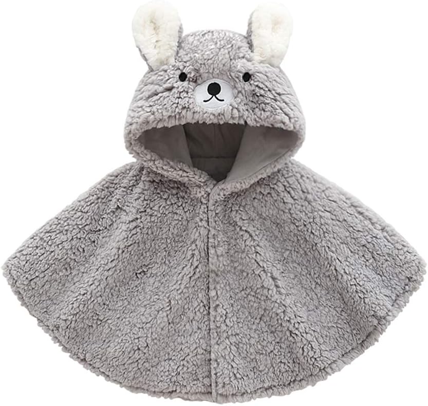 DOESLOOKGirl's Cartoon Cloak Cotton Hooded Warm Winter SnowSuit Outwear, Grey, 0-3 Years