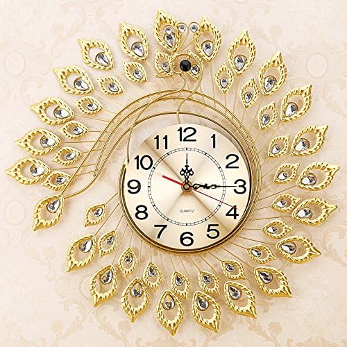 20 inch clock clock living room modern creative personality big European fashion mute quartz circular Peacock,Golden dial
