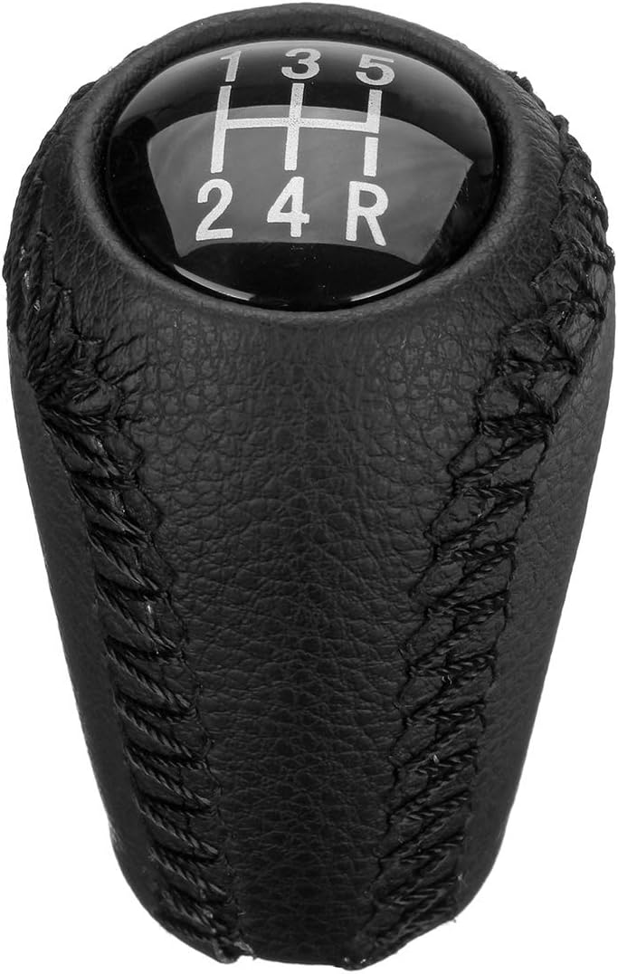 JenNiFer 5-Speed Black PU Leather Car Gear Shift Knob Head Shifter For Mazda 3 5 6 Series
