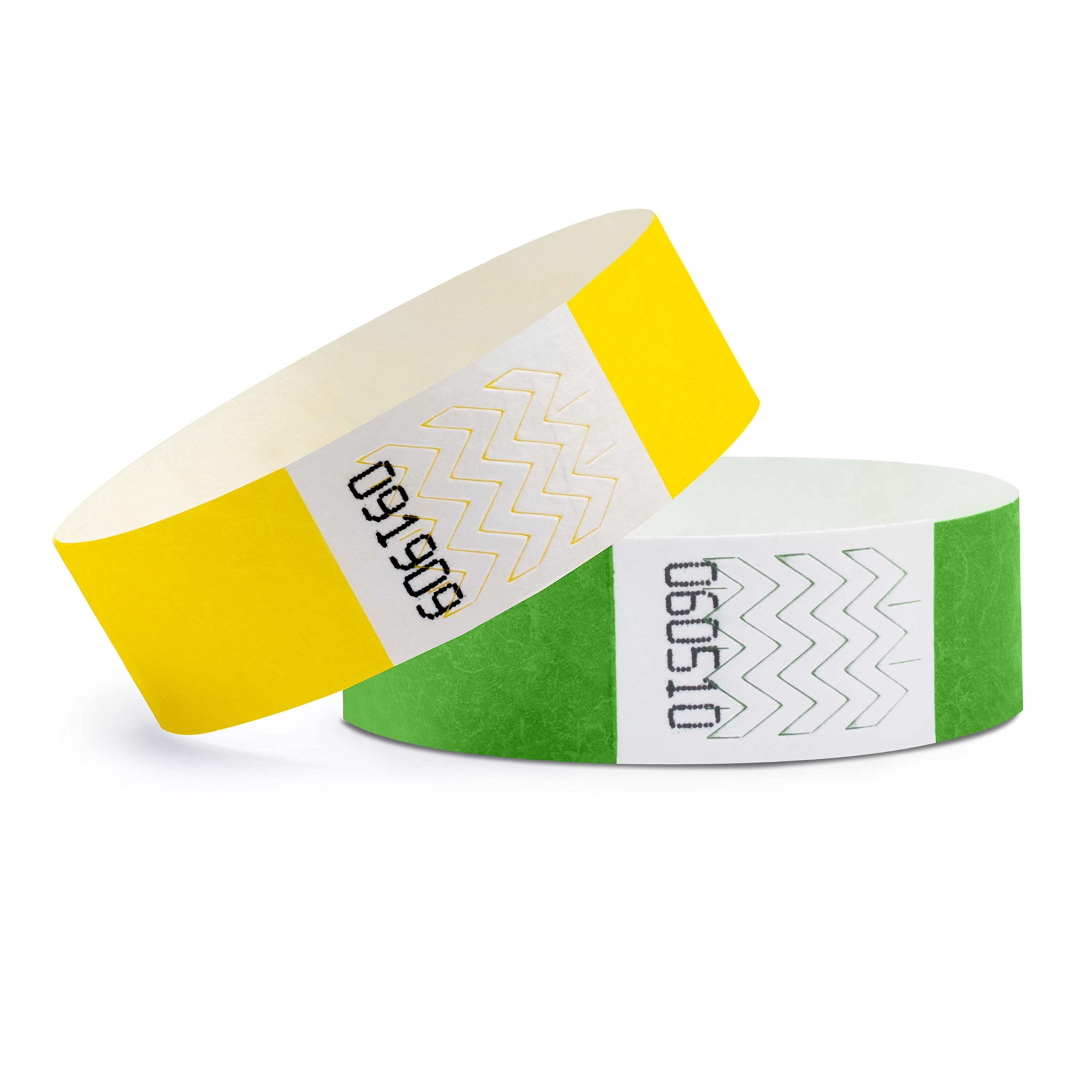 linie zwo ®, Pack of 1000 Wristbands 19 x 254 mm, Yellow (500 Pieces) + Grass Green (500 Pieces)