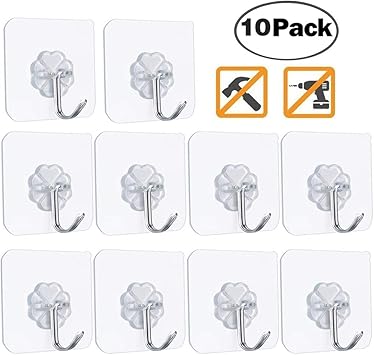10 Stucke Haken Selbstklebend Handtuchhaken Max 10kg Klebehaken Transparent Ohne Bohren Badezimmer Haken Fur Kuche Bad Amazon De Kuche Haushalt