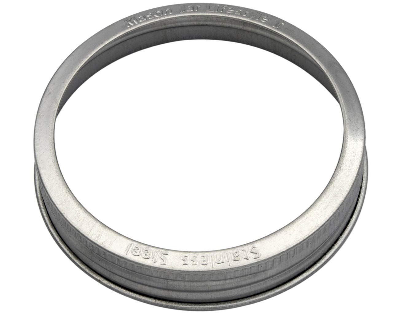 Mason Jar Lifestyle Stainless Steel Rust Proof Bands/Rings with Stamped Logo (5 Pack, Wide Mouth)