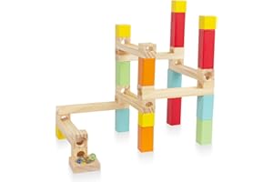 WOODENFUN Wooden Marble Run for Kids Ages 3-8,Wood Building Blocks Toys and Construction Play Set, Marble Track Maze Game STEM Learning Toys Gifts for Boys Girls