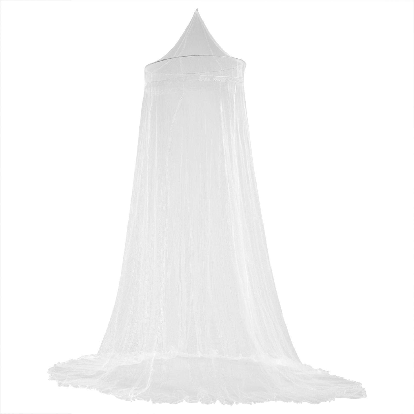 Lace Mosquito Net, Mosquito Repelling Net, Elegant Lace Canopy Curtains Insect Protection Hanging Canopy with Large Screen Opening Dome Bed Canopy for Girls Room, Pink/Green/Blue/White(white)