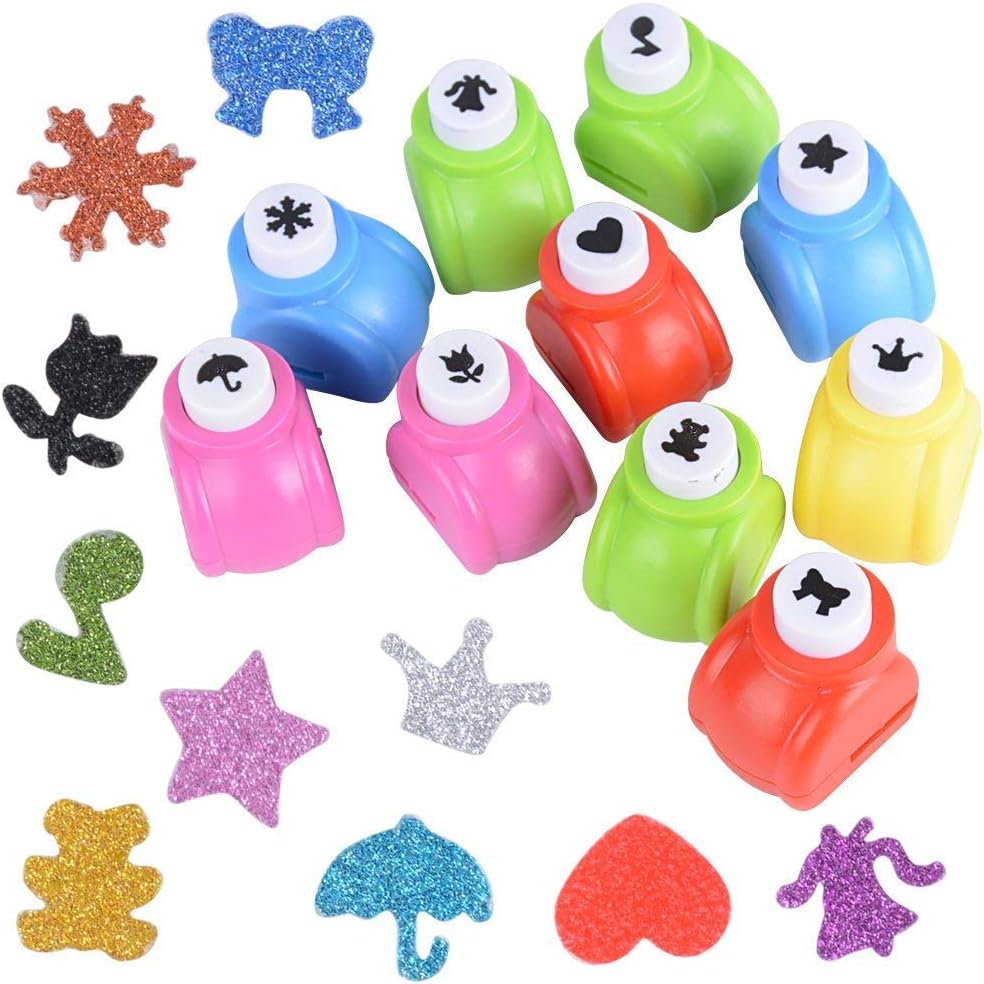 Punch Paper Shaper,12 Pack Embossing Device Mini Hole Puncher Craft Punch Set for Scrapbook,Photo Album,Greeting Cards,Leaves and More(Random Pattern) - Image 4