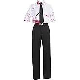 Cosplay.fm Men's Japanese Anime Cosplay Costume Chain Bloody White Shirt and Trousers Set