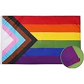 Homissor Progress Pride Rainbow Flag 2x3ft- LGBT Community Gay Pride Lesbian Transgender Bisexual Flags Banner Fade Resistant for Indoor Outdoor (Progress Flag 2x3ft)