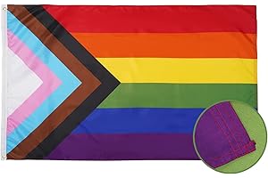 Homissor Progress Pride Rainbow Flag 3x5 ft- LGBT Community Gay Pride Lesbian Transgender Bisexual Flags Banner Fade Resistant for Indoor Outdoor