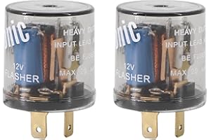 Dokili Electronic LED Flasher Relay 2 Pin 12V 20 Amp for Motors Bike Fixed Turn Signal Hazard Warning Light 2Pack