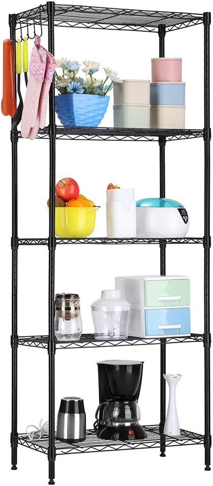 LANGRIA 5 Tier Shelving Units Storage Rack Supreme Wire Shelving Organization, Black: Kitchen & Dining