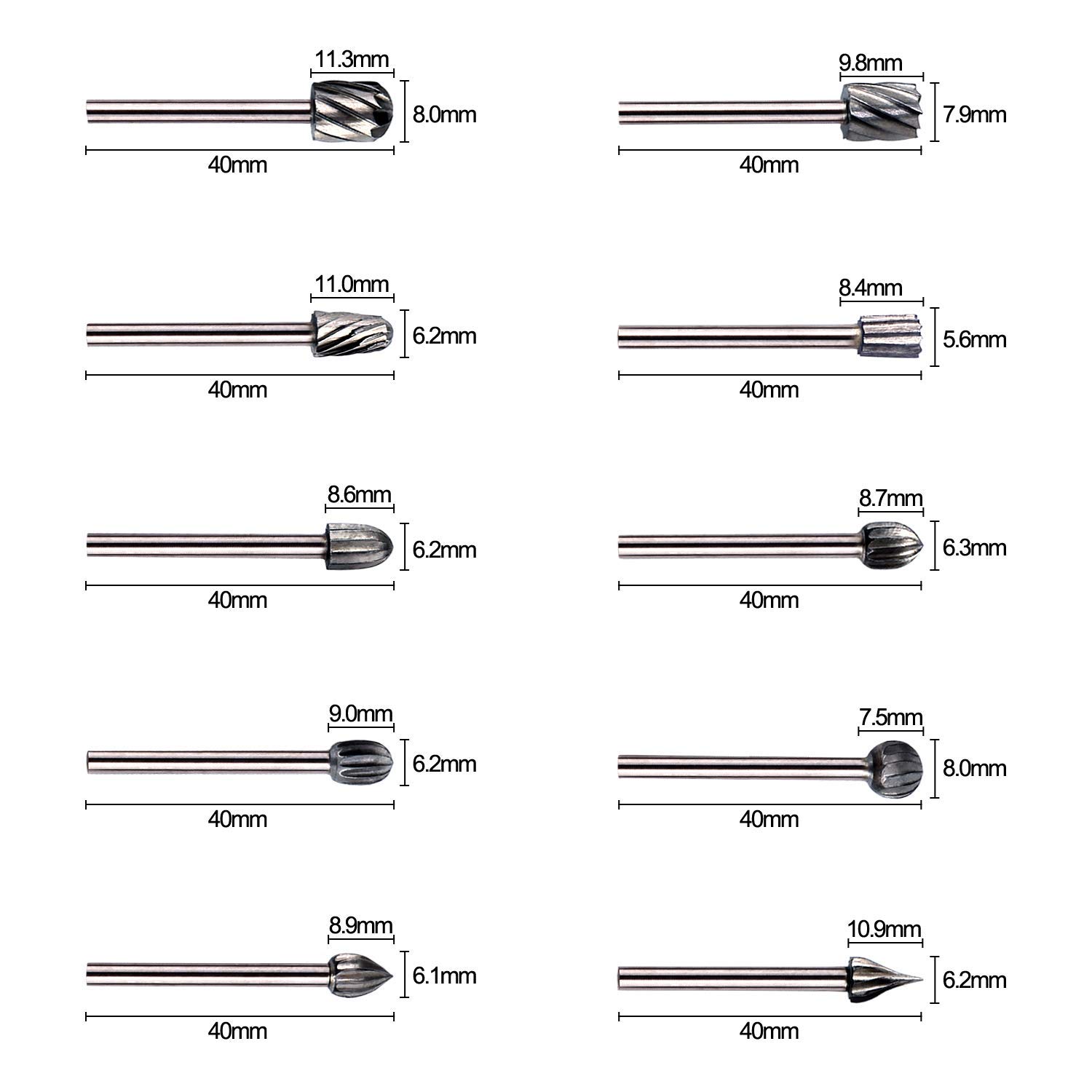 ZFYQ Rotary Burr Set including 3mm Shank for DIY Woodworking Carving, Engraving, Drilling - Image 4