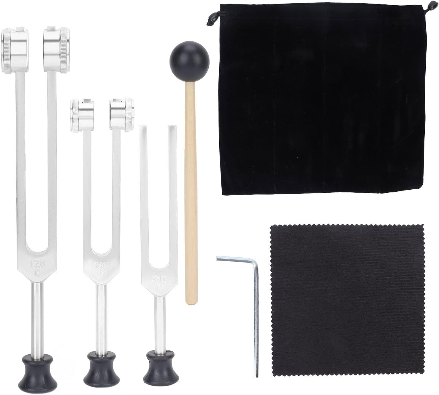Tuning Fork Set (128hz 256hz 512Hz), High Strength Aluminium Alloy Weighted Tuning Fork for Sound Healing, Yoga, Meditation & Stress Relief