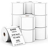 (8400 Pcs/3-Proof 1" Core) Labelebal 12 Rolls 3" x 2" Direct Thermal Label (76mm x 51mm) Multipurpose Shipping Address Mailing Barcodes Labels Compatible for Zebra 2844 & Rollo Desktop Label Printer