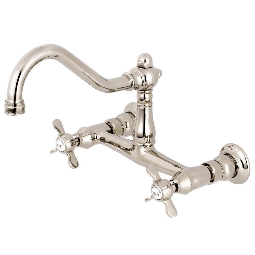 Photo 1 of Kingston Brass KS3246BEX 8" Center Wall Mount Bathroom Faucet, Polished Nickel