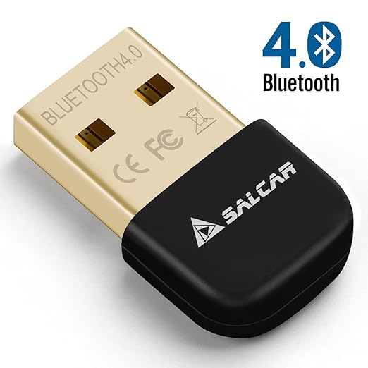 Salcar USB Bluetooth V4.0 Adaptador de red, Tecnología Class 4.0, El estándar más moderno, Plug & Play, Compatible Windows 10, CSR Chip, Rango 20 m