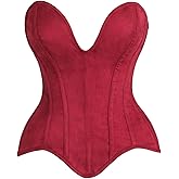 Daisy corsets womens Daisy Corsets Womens Red Suede Plunge Steel Boned Corset Top & Plus Size Western Fashion Apparel