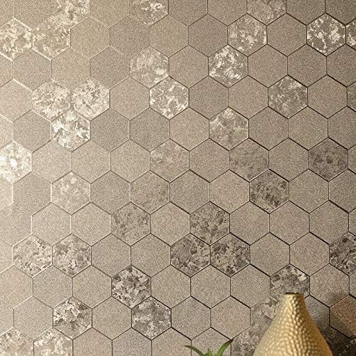 Arthouse Foil Honeycomb Champagne Metallic Textured Contemporary Wallpaper 294701