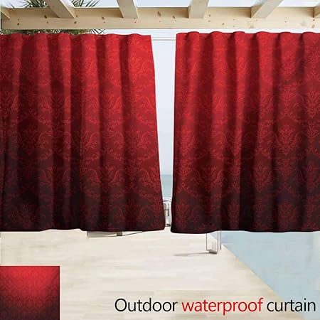Amazon Com Outdoor Blackout Curtains Dark Red Antique Floral