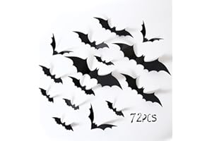 LIYUABU Halloween Decorations Bats Wall Decor,72Pcs Reusable PVC 3D Black Scary Bat Wall Stickers for Creepy Home Bathroom Decor Halloween Party DIY Wall Decal Indoor Halloween Decor
