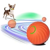 Kytujoy Interactive Dog Toys Ball Small, 2.1 inch Bouncing Rotating Ball, Pet Toys for Small Dogs, USB Rechargeable (Orange)