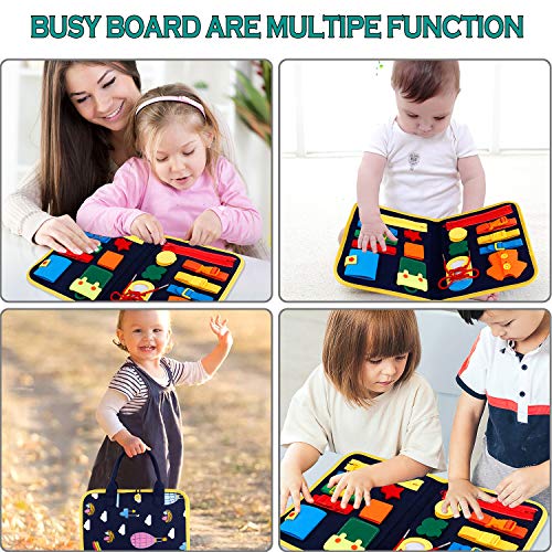 GiftInTheBox Toddler Busy Board Montessori Toys Basic Skills Board for Toddlers Learning Dress, Educational Learning Toys, Bag Designed Enlighten Toy for Infants, Boys and Girls 3 4 5 Year Old