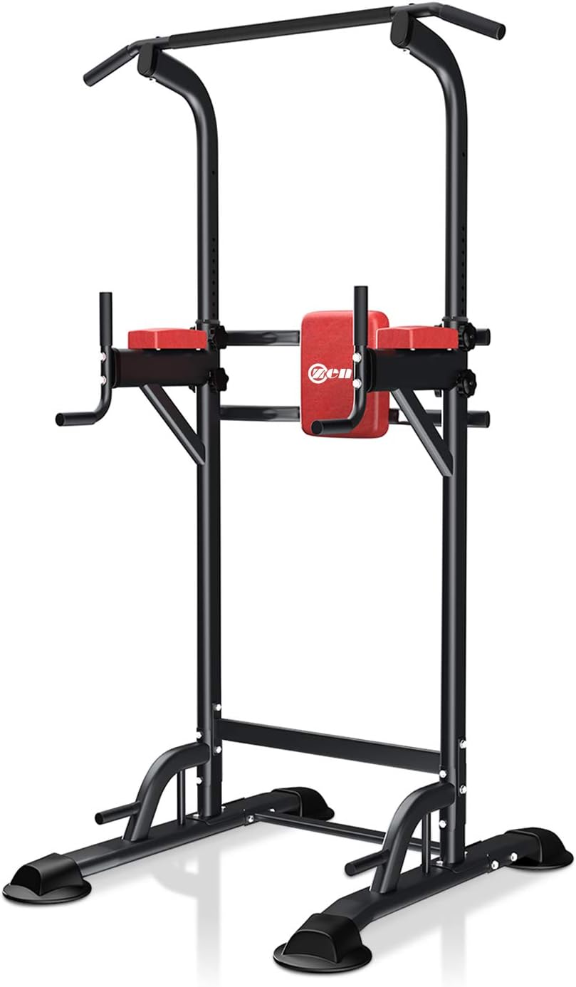 ZENOVA Power Tower Pull Up Bar Station - Dip Stand Pull up Tower Height Adjustable Strength Training Equipment for Whole Body Workout : Sports & Outdoors