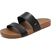 BiuYorBTY Women's Flat Slides Sandals, Two Strap & Non-Slip Vegan Leather Beach Slides,Comfortable Summer Sandals for Women and Men 2025