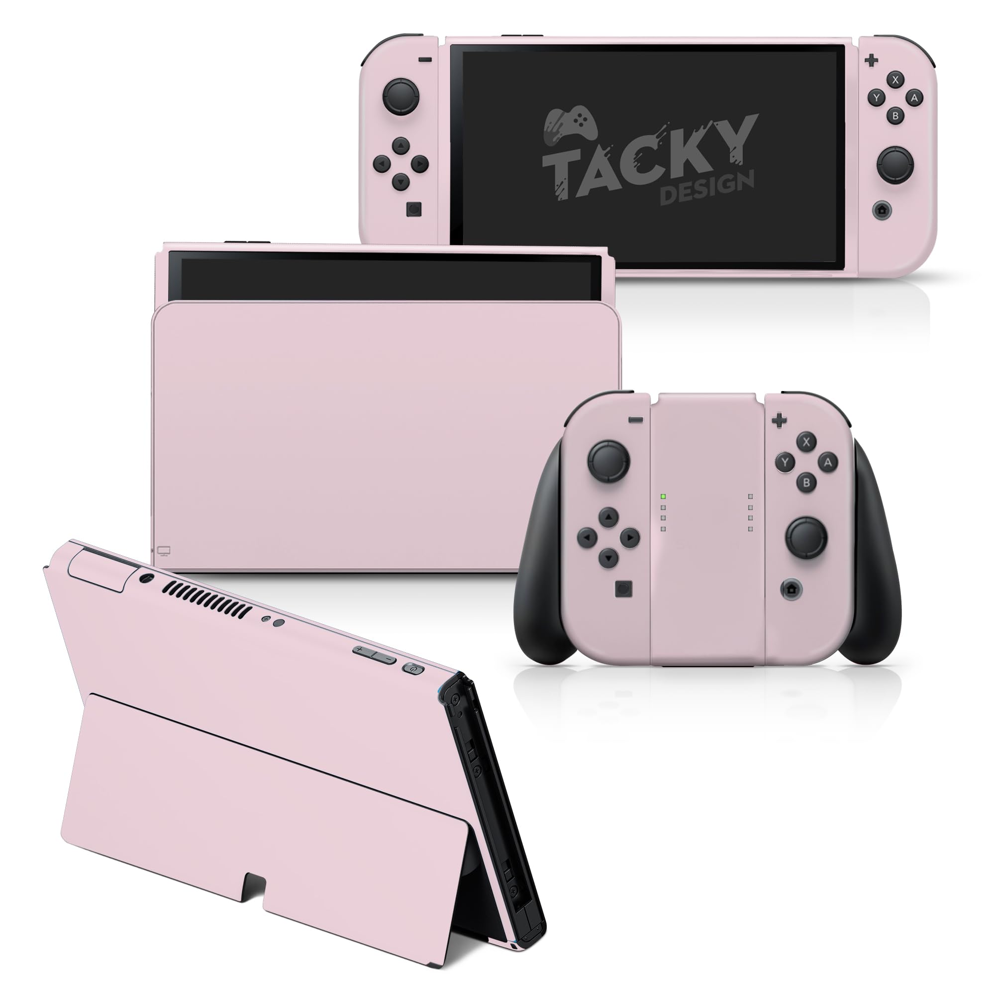 Tacky Design Solid Skin Compatible with Nintendo Switch OLED Skin Wrap Cover, Classic Cover for Switch OLED Stickers, Premium 3M Vinyl (Pastel Rose, Nintendo Switch OLED)