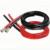 TEULRSS 6 Gauge Silicone Wire (5 ft Red+5 ft Black ﻿) Ultra Flexible 6AWG Twisted Marine Grade Oil Wire Oxygen Free tin Plated Copper Cable, Suitable for Speakers, Cars, Batteries, Lighting