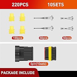 Nilight 220PCS 5 Pin Electrical Connector ‎Plug