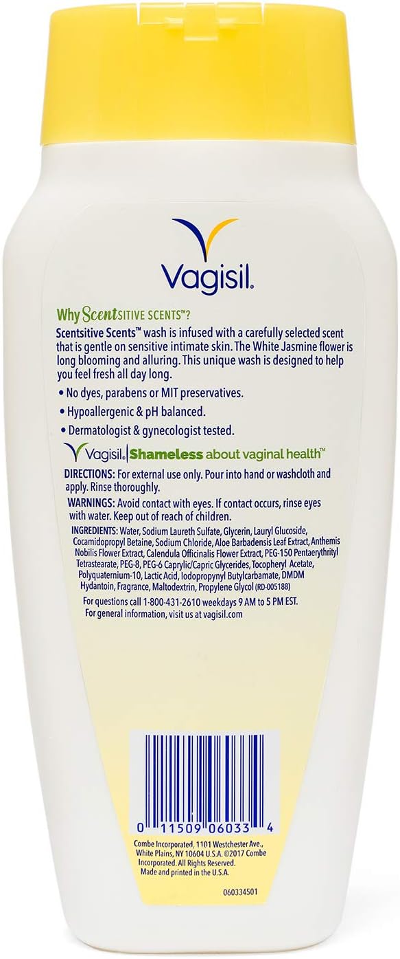 Vagisil Scentsitive Scents Daily Intimate Feminine Wash for Women, Gynecologist Tested, White Jasmine, 12 Fluid Ounce: Health & Personal Care