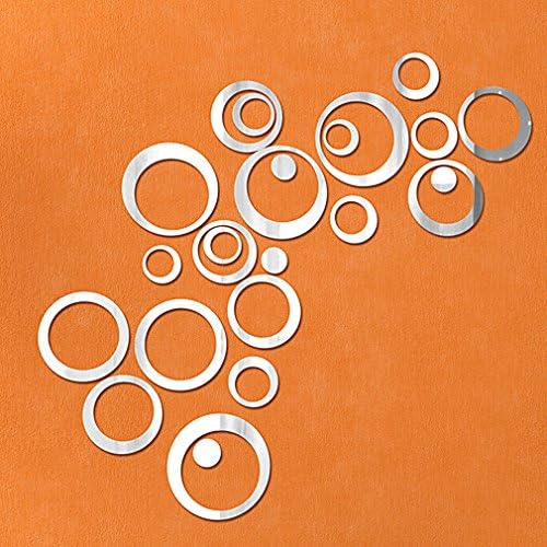 DIY - Do It Yourself New Wall Mirror Stickers, Asymmetric Rings, Made of Acrylic Material Like Mirror, Modern Design for Home Living Room Bedroom Kitchen Baby Child Novelty Luxury Crystal Wall Silent Watch Extra Large Clocks, Silver