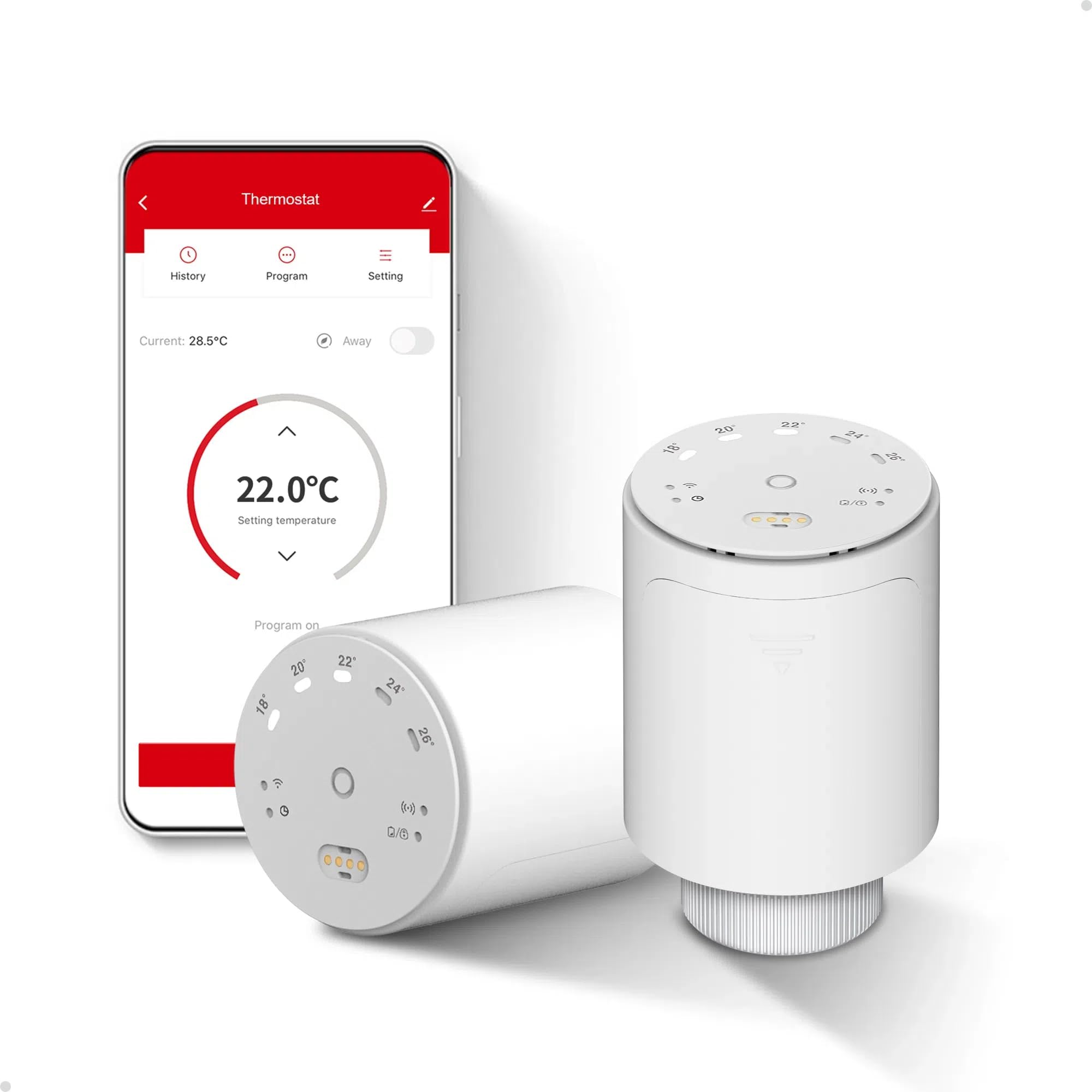 ECOBAY GEM Smart Radiator Thermostat 2 Pack, Zigbee TRV Add-ons, Thermostatic Radiator Valve, APP & Voice Control (Alexa, Google Assistant), Energy Saving