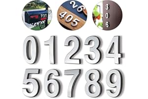 HopeWan Mailbox Numbers Chrome Plated, Door Number Stickers for House Office Room Doors, Raised 3D Style, Silver Shiny.(2.75" 10 Pack (0-9）, Silver)