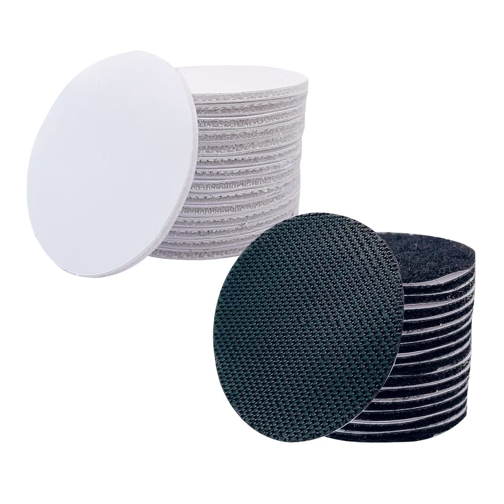 HLIWS Sticky Backed Tape-30 pcs Reusable Hook and Loop Tape Strips,Non Slip sofa Cushion Pad,Fixed Rug Pads,for Home,Office(round,15 black,15 white)