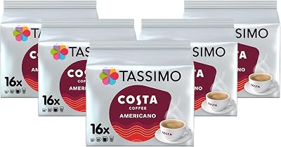 Tassimo Costa Americano Coffee Pods 16 T DISCs Pack of 5 80 Drinks