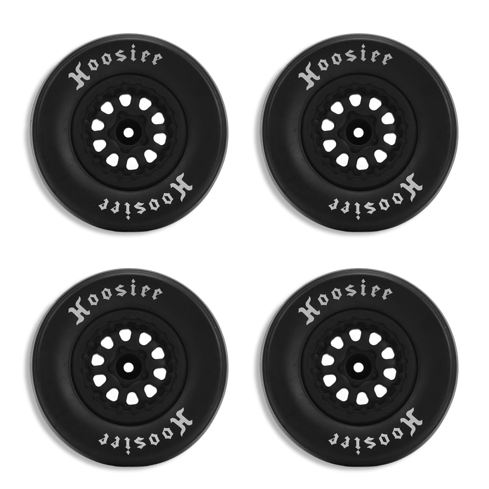 HERCHR 4Pcs Rubber RC Car Tires, 102mm/4.0in Wheels & 12mm/0.5in Hex Hub Wheel Rims 46mm/1.8in Tire Thickness 1/10 RC Vehicle Wheels and Tires for 1/10 Remote Control Car/Off-Road