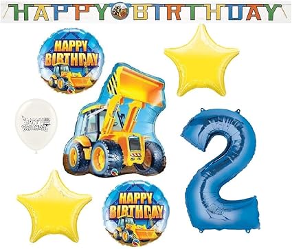 Amazon Com Celebration Banner Happy 2nd Birthday Construction