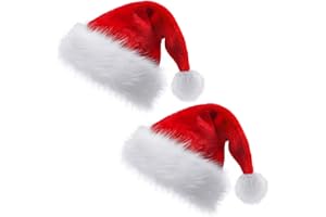JNYVE 2 Pack Santa Hat for Adults: Christmas Hat Unisex Velvet Classic Xmas Hats for New Year Holiday Party