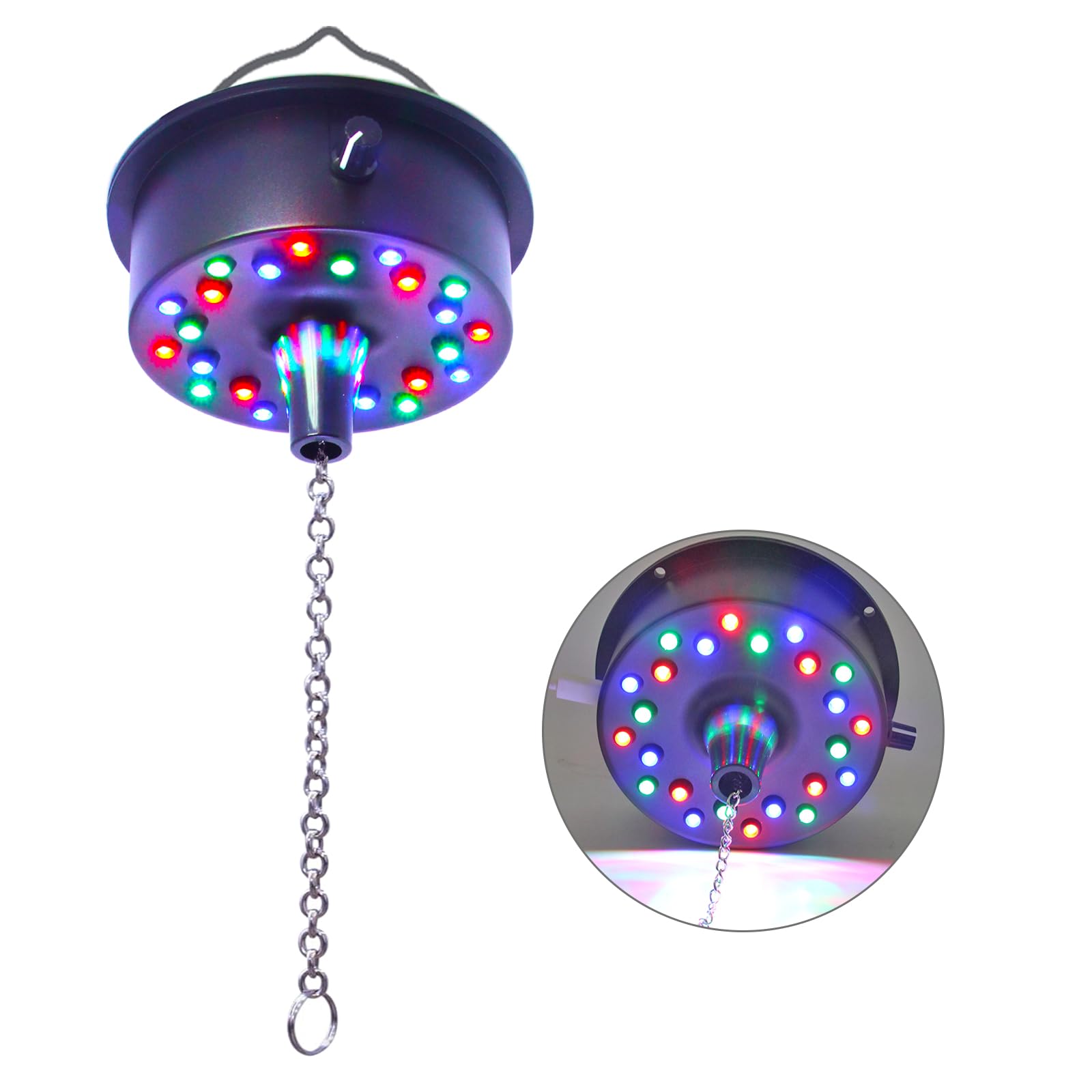 Photo 1 of 5 RPM-9 RPM Adjustable Mirror Ball Rotating Motor with 24 RGB Led Light for 4 6 8 12" Disco Balls (Not Include) for Party Decoration DJs Bands Pubs Nightclubs KTV (USB Powered/Battery Powered)