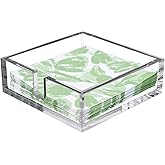 CY craft Acrylic Lunch Napkin Holder,Table Top Decorative Napkin Tray for Dining Table and Kitchen,Clear Luncheon Napkin Holder Tissue Dispenser, Horizontal Display,7.1 x 7.1 x 2.6 inches